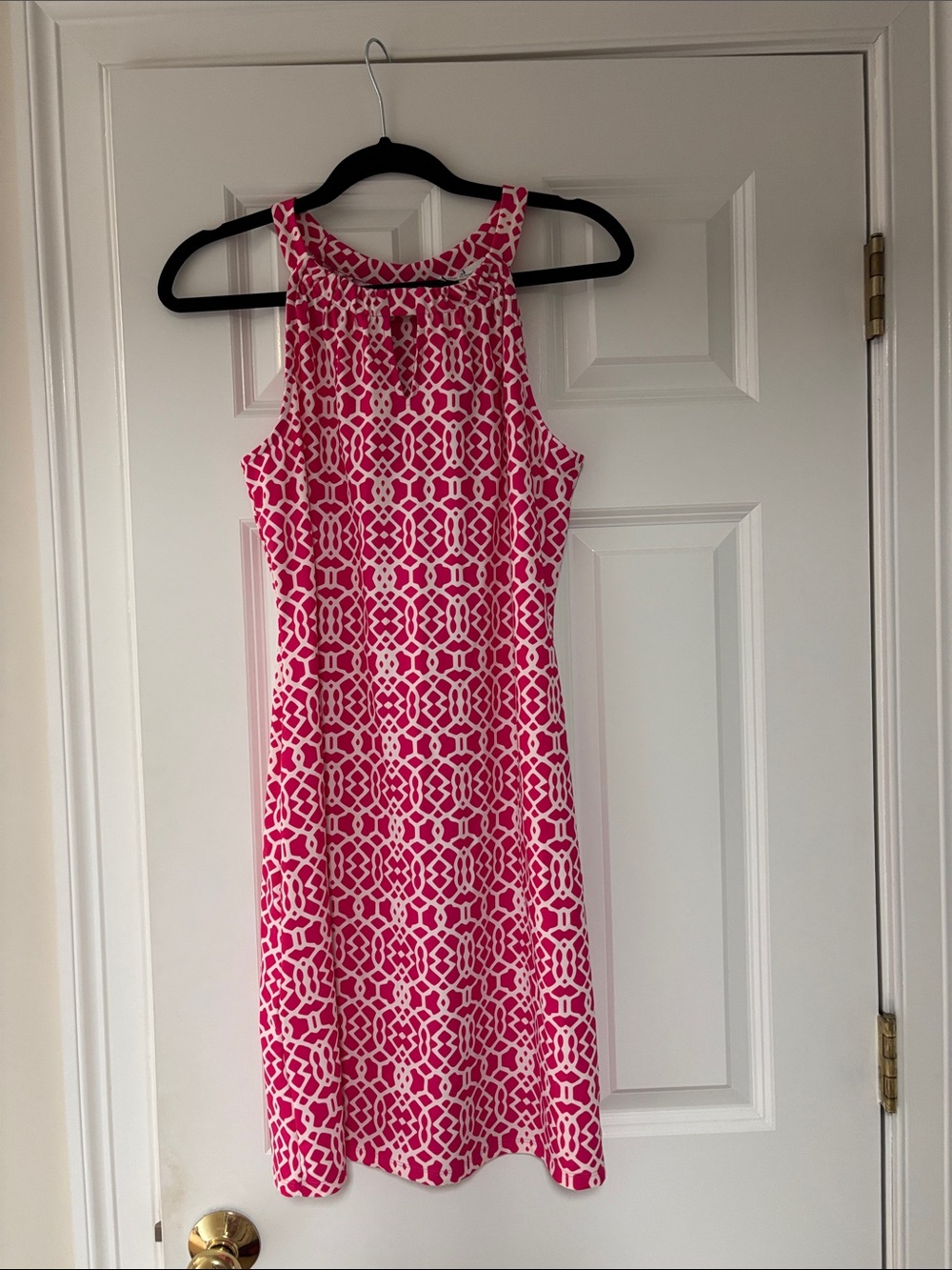 Jude Connally Pink and White Sleeveless Mini Dress